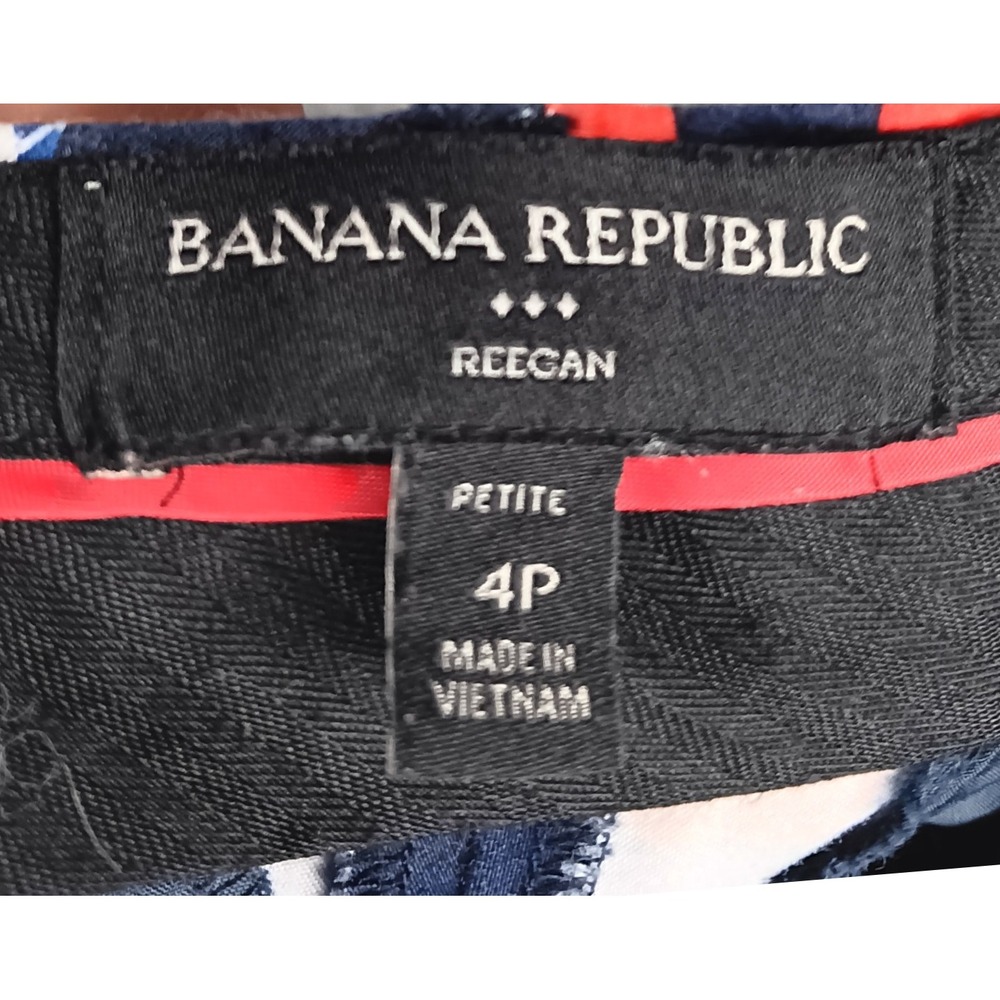 Banana Republic Reegan Floral Print Ankle Pants,‎ 4 Petite, Navy Blue Red - Picture 6 of 7